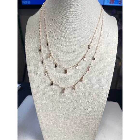 Rose Gold Tone Dainty Multi-Layer Necklace - Picture 2 of 8